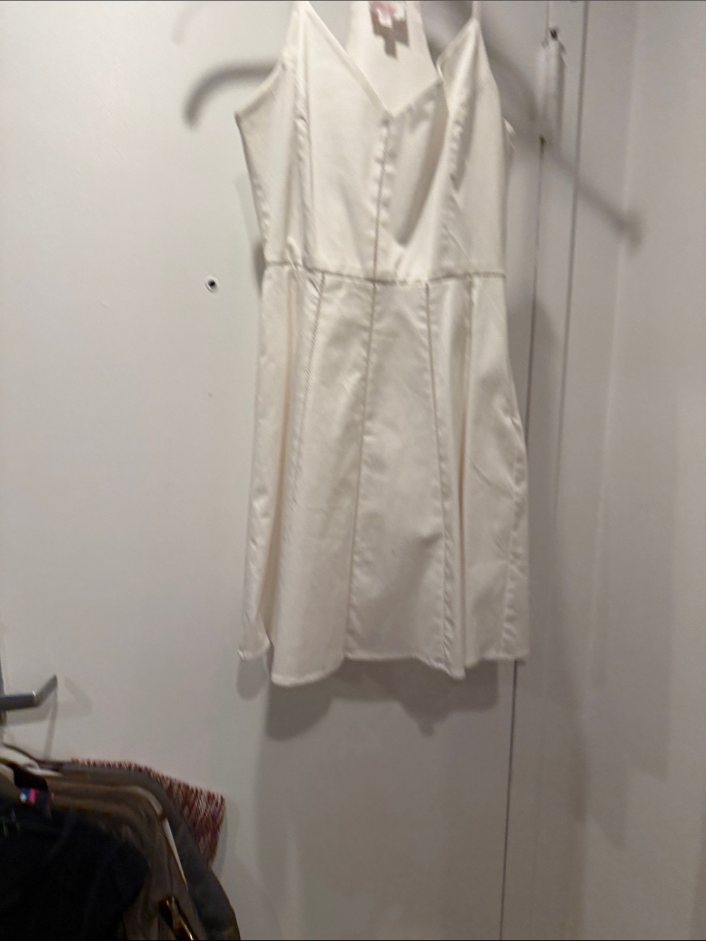 Parker Cream V-Neck Spaghetti-Strap Mini Dress